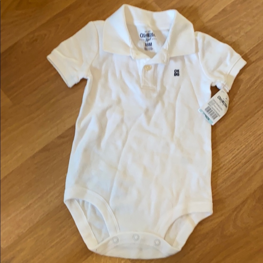 New- OshKosh 18 months white collared polo onesie